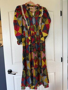 EUC - Doen Nicolette Patchwork Midi Dress - Size S